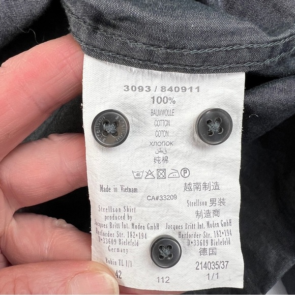 Men's Strellson Grey Shaped Fit Button Down Shirt - Picture 5 of 10